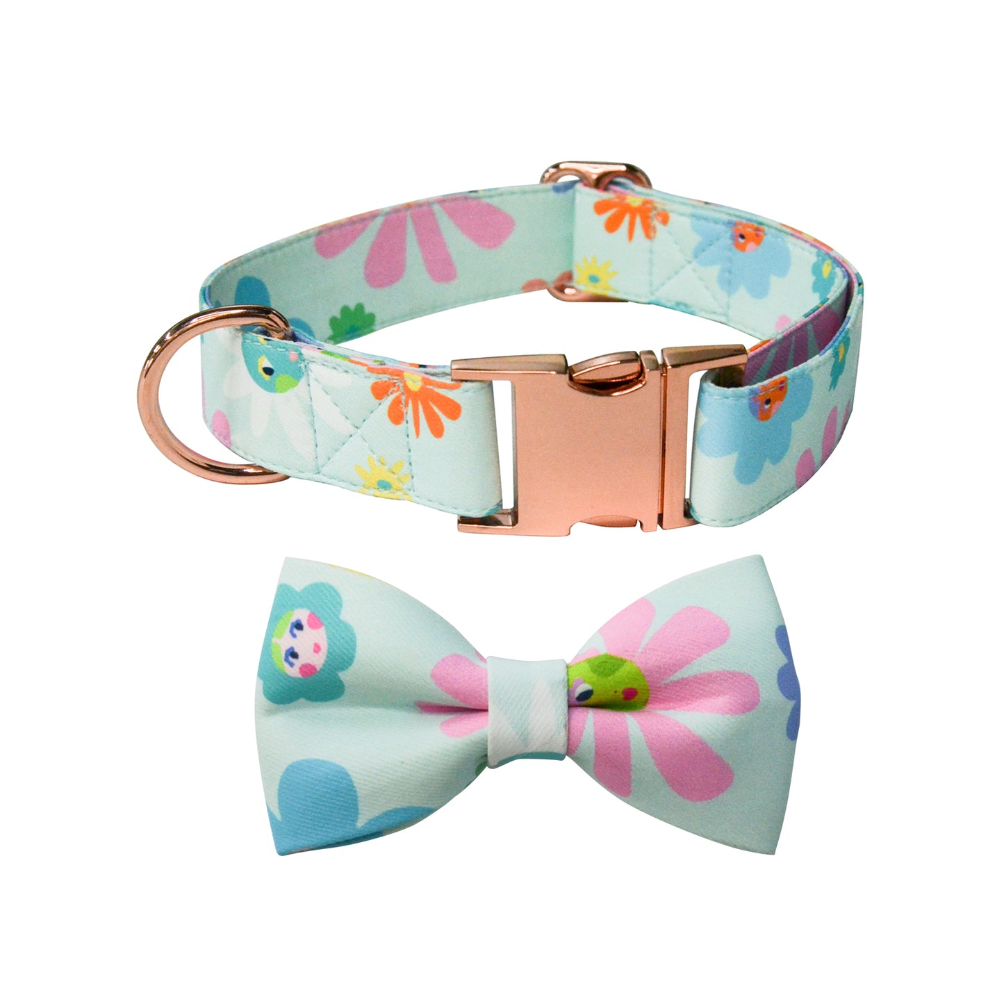 Royal Pets Dog Printed Collar Metal Buckle With Stylish Bow Tie Fashionable - Heavy Duty