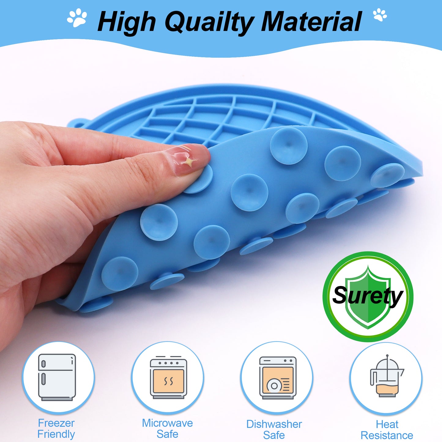 Royal Pets USA Earth Shape Blue Lick Mat for Dog & Cat Slow Feeder ; Perfect for Food, Treats, Yogurt, or Peanut Butter, Alternative to a Slow Feed Dog Normal Mat.