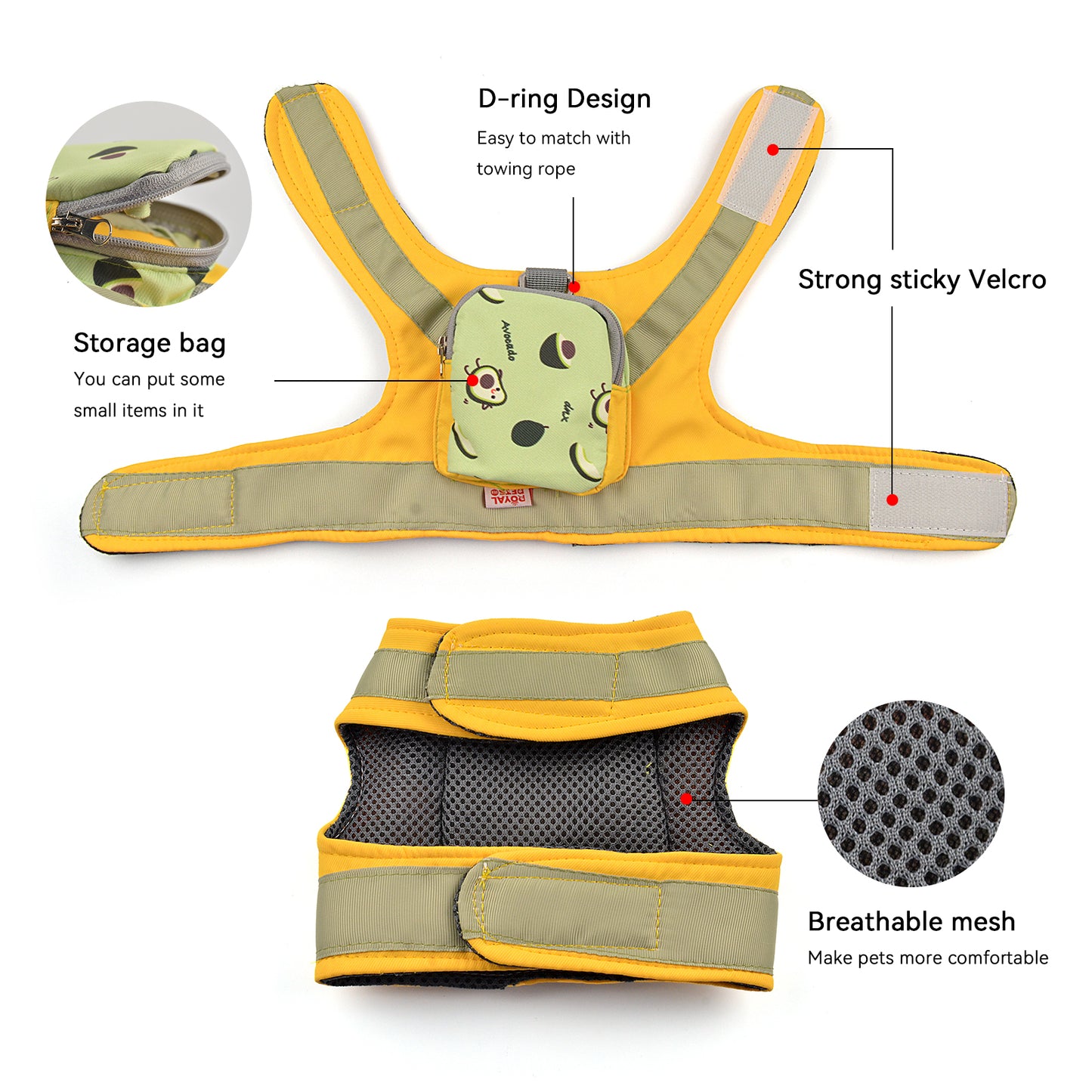 Royal Pets Pet Harness with Integrated Storage Bag