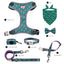 Royal Pets 7 Pcs Set Pet Accessories Pet Harness, Leashes, Collars, Seat Belt, Bow Tie, Bandana & Poop Bag Holder