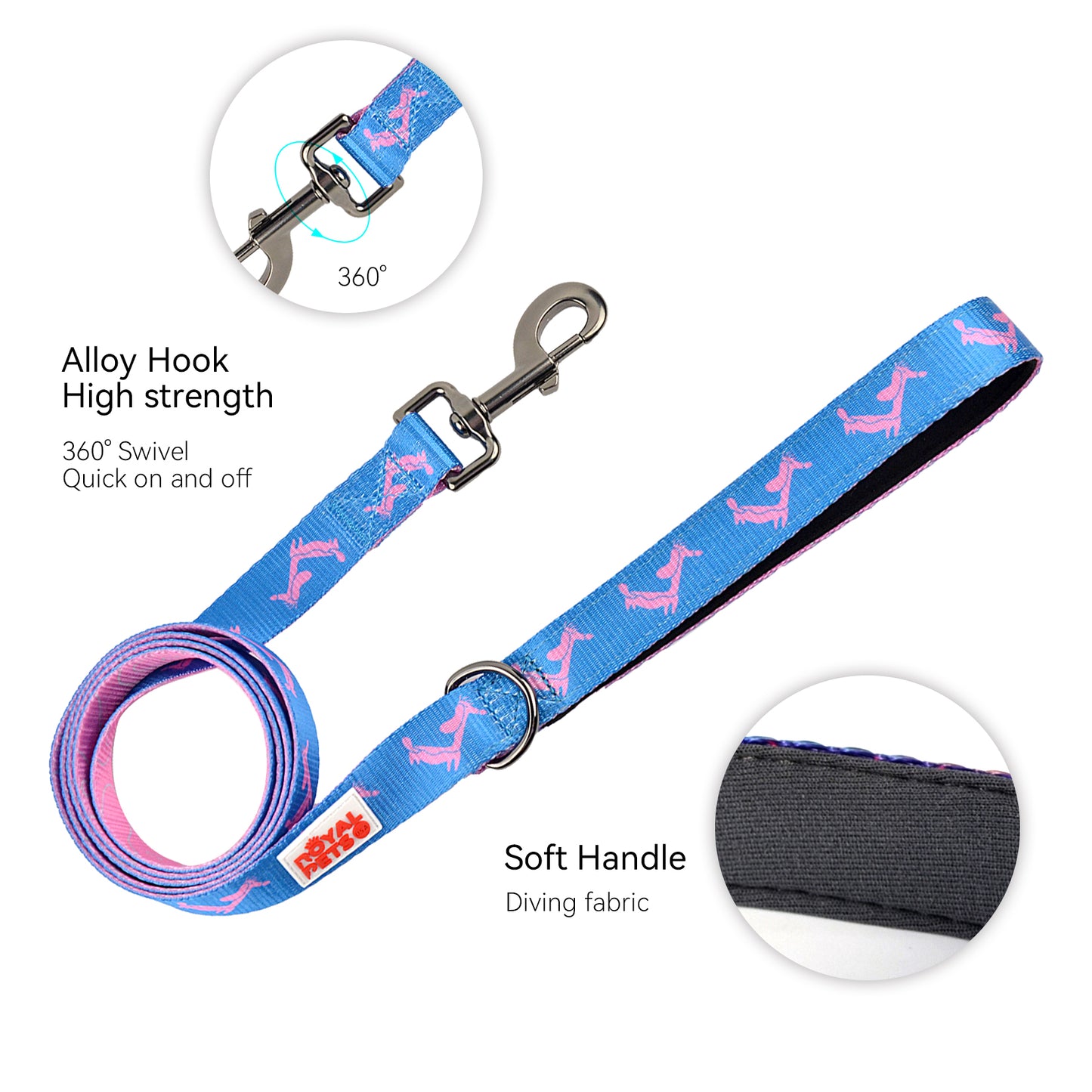 Royal Pets 7 Pcs Set Pet Accessories Pet Harness, Leashes, Collars, Seat Belt, Bow Tie, Bandana & Poop Bag Holder