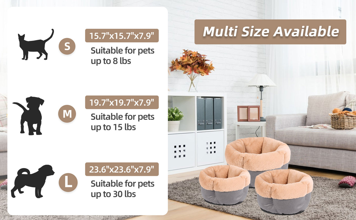 Royal Pets USA Premium and Comfortable Plush Bed for Dogs & Cats with Cushion for Small and Medium Size Dog and Cat with Non-Slip Bottom. (Solid, Large)