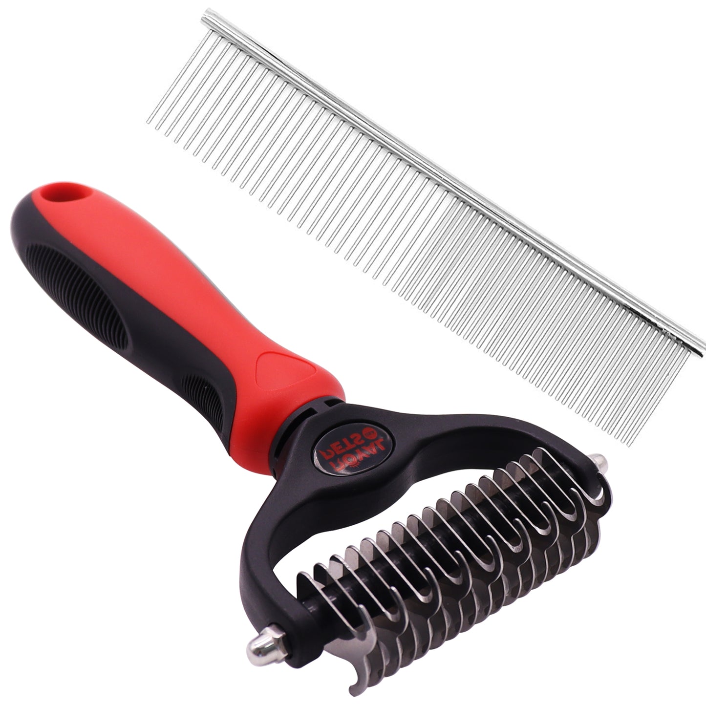 Royal Pets USA Grooming Tool - Professional Double-Sided Undercoat Rake & Extra Wide Grooming Comb, Dual Pack For Dogs & Cats for Shedding Detangling Matted and Knotted Undercoat Hair (Large)