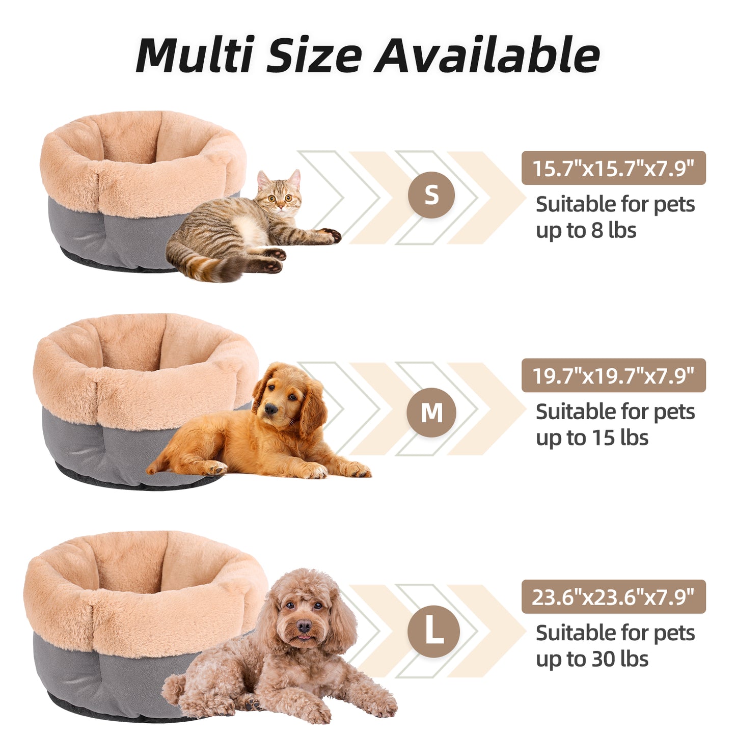 Royal Pets USA Premium and Comfortable Plush Bed for Dogs & Cats with Cushion for Small and Medium Size Dog and Cat with Non-Slip Bottom. (Solid, Large)