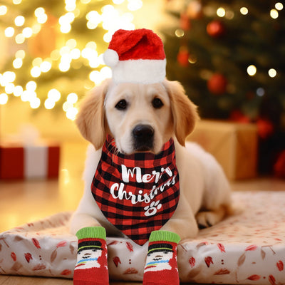Royal Pets USA Perfect Christmas Costume, Matching Outfit for Dogs and Cats, Including Hats, Bandana, and Sets of Anti-Slip Socks