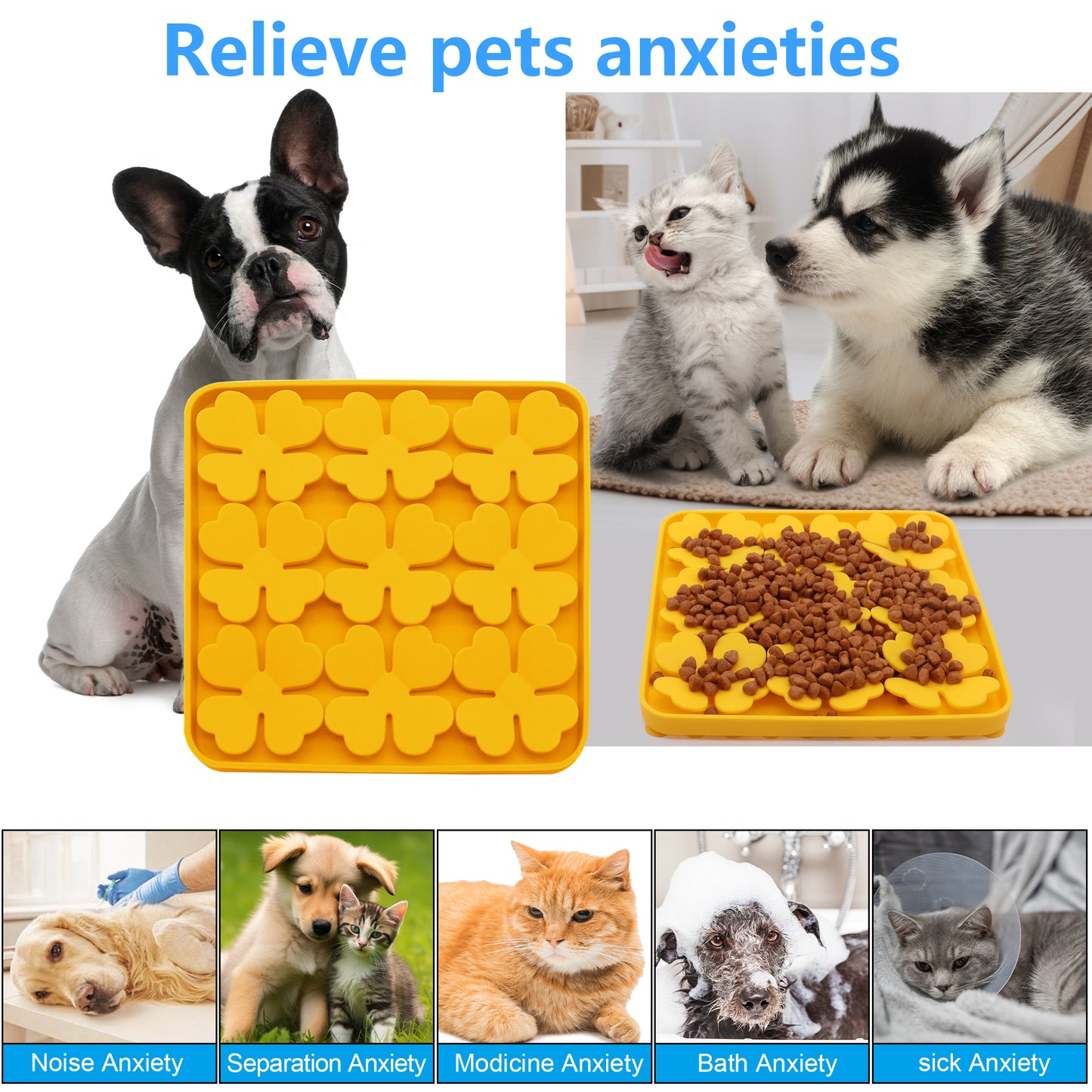 Royal Pets Silicone Pet Square Shaped Slow Feeding Lick Mat Yellow