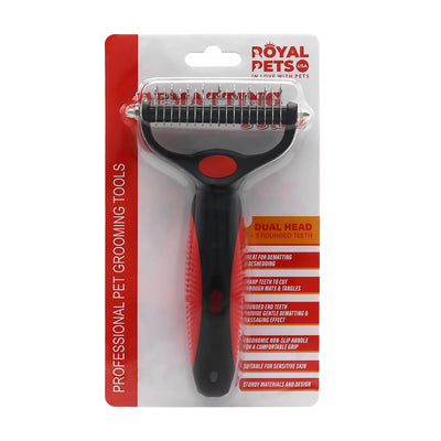 Royal Pets USA Dog Grooming Brush for Shedding 2-in1 Deshedding Tool & Undercoat Rake for Long and Short Hair Dogs with Double Coat - Dematting Comb and Pet Hair Deshedder, Life-Time Guarantee (Large)
