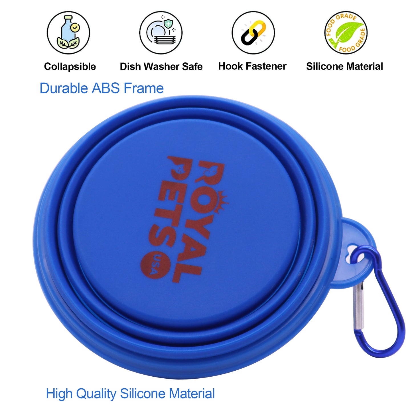Royal Pets USA Collapsible Dog Travel Bowls, Portable Water Bowl for Dogs or Cats Pet Foldable Feeding Water or Treat for Traveling, Walking & Camping with Carabiner, BPA Free 1000ml