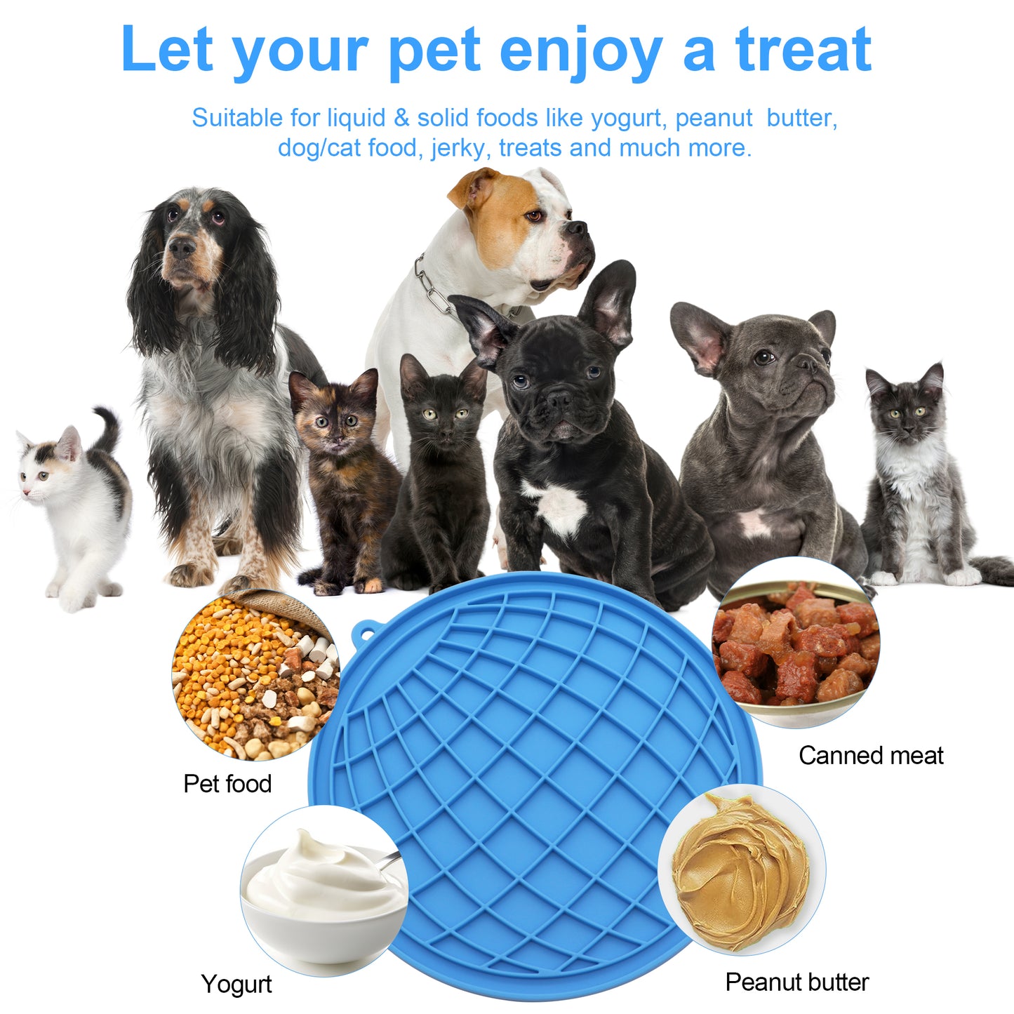 Royal Pets USA Earth Shape Blue Lick Mat for Dog & Cat Slow Feeder ; Perfect for Food, Treats, Yogurt, or Peanut Butter, Alternative to a Slow Feed Dog Normal Mat.