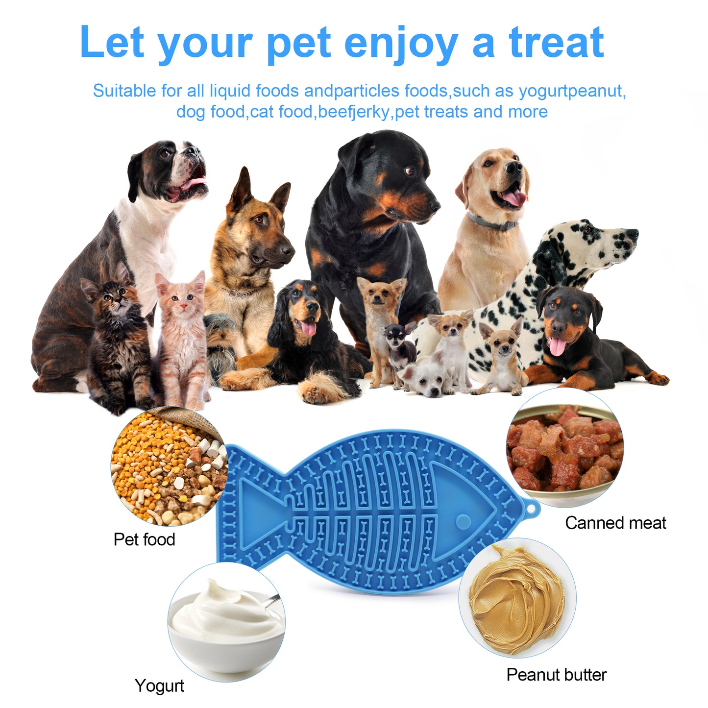 Royal Pets USA Pack Fish Shape Blue Lick Mat for Dog & Cat Slow Feeder ; Perfect for Food, Treats, Yogurt, or Peanut Butter, Alternative to a Slow Feed Dog Normal Mat.