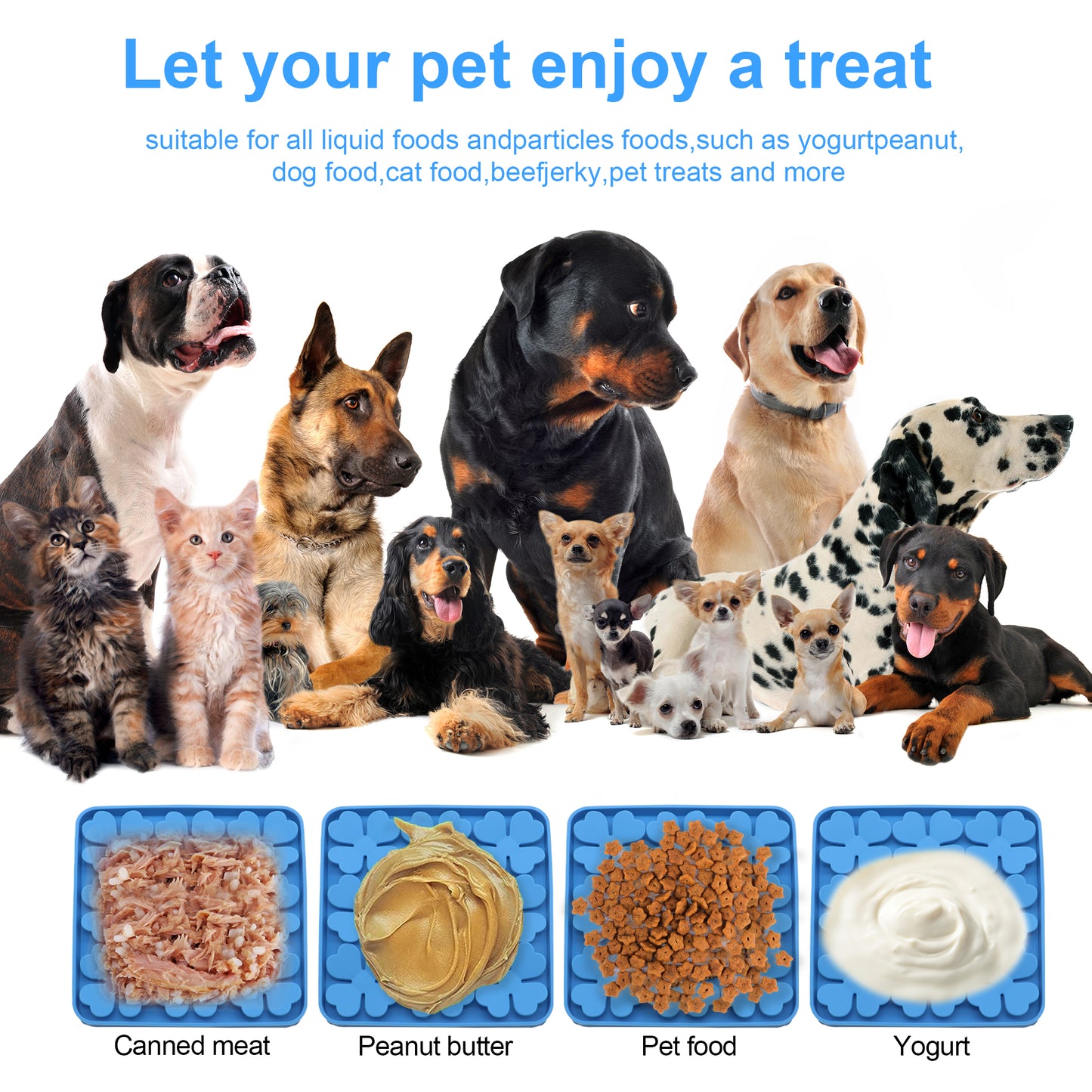 Royal Pets Silicone Pet Square Shaped Slow Feeding Lick Mat, Blue