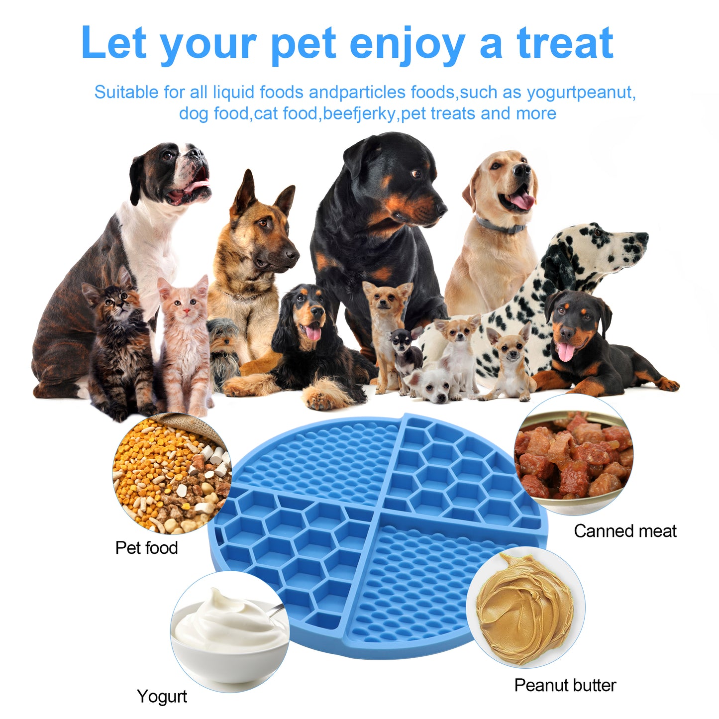 Royal Pets Silicone Pet 2-in-1 Lick Mat Blue -Food Grade Safety