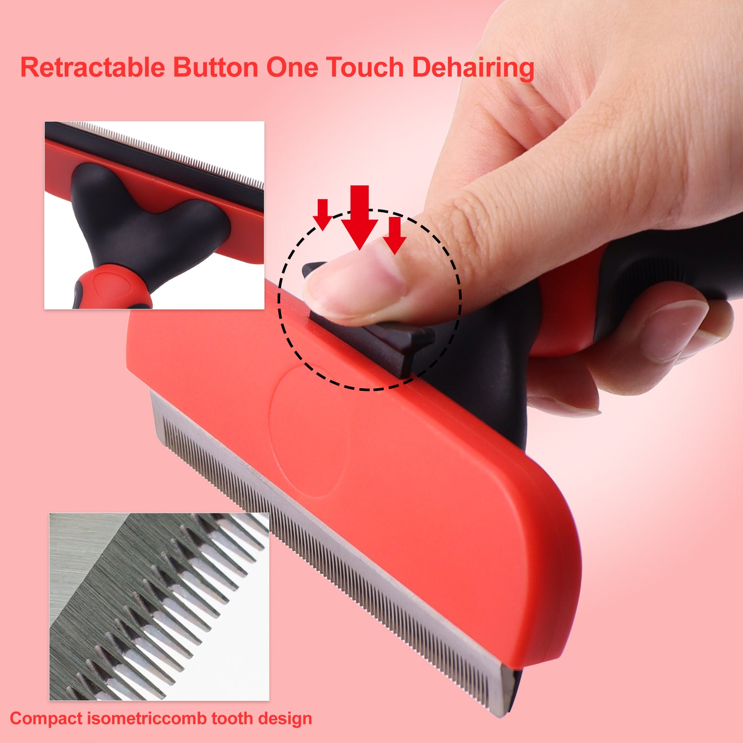 Royal Pets Easy Cleaning Pet Deshedding Rake Red