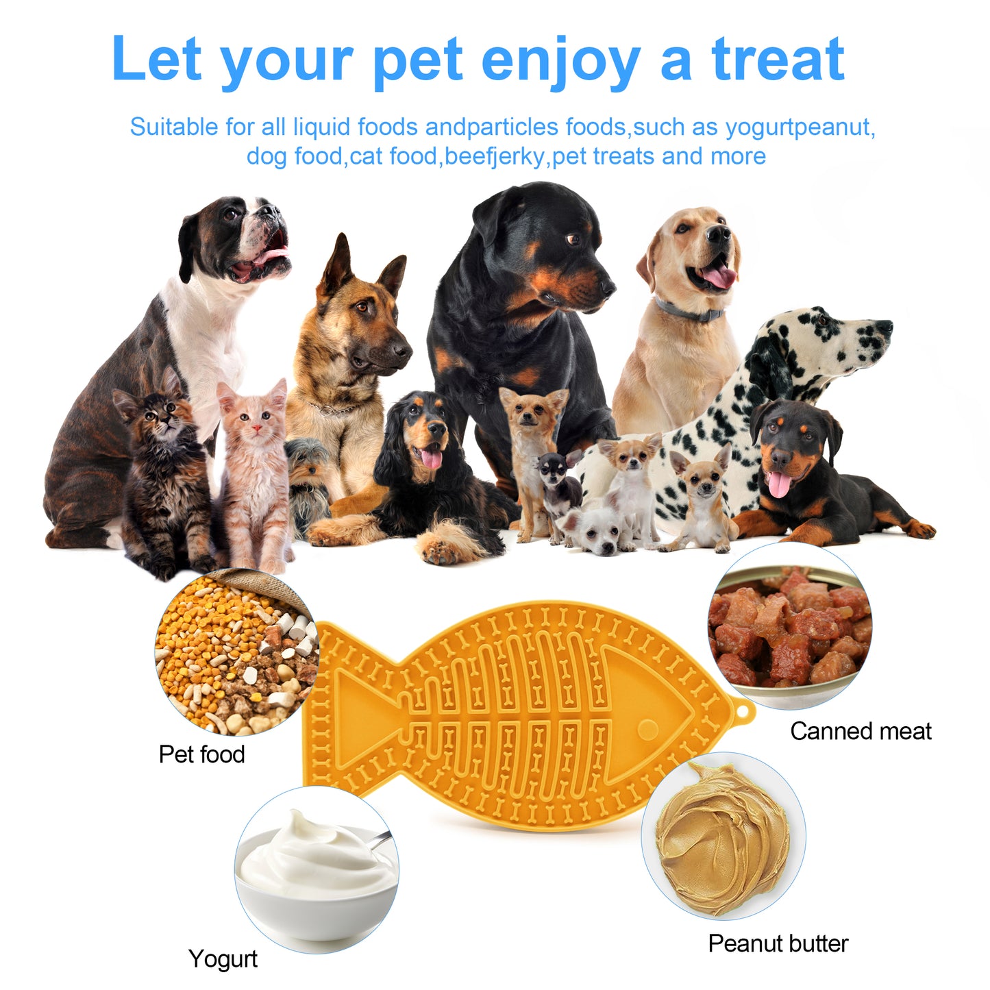 Royal Pets USA Pack Fish Shape Yellow Lick Mat for Dog & Cat Slow Feeder ; Perfect for Food, Treats, Yogurt, or Peanut Butter, Alternative to a Slow Feed Dog Normal Mat.