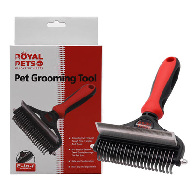Royal Pets Cepillo para rastrillo desmaquillante de doble cara DeShedding Undercoat