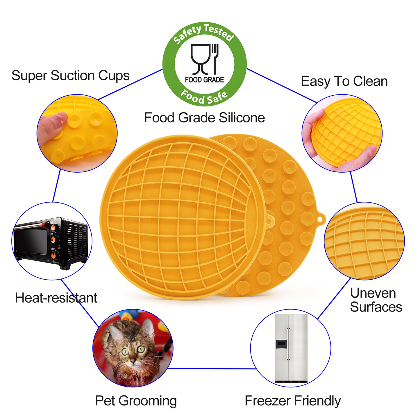 Royal Pets USA Pack Earth Shape Yellow Lick Mat for Dog & Cat Slow Feeder ; Perfect for Food, Treats, Yogurt, or Peanut Butter, Alternative to a Slow Feed Dog Normal Mat.