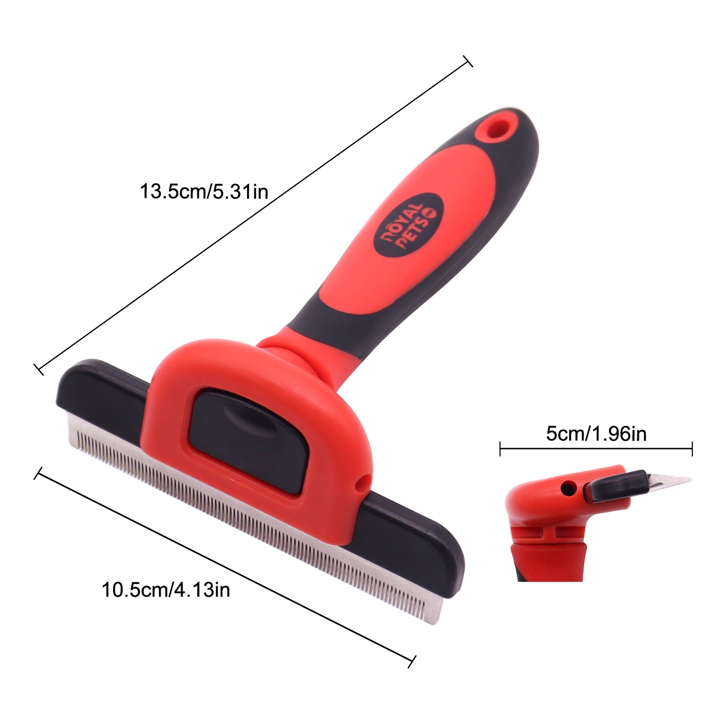 Royal Pets USA Professional Deshedding Brush 83 Teeths for Dogs and Cats with Short or Long Hair Effectively Removes Dead Hair and Untangles Up To 95%. Detachable Head for Easy Cleaning. (Slim Handle)