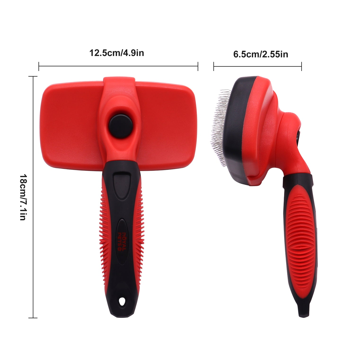 Royal Pets USA Self Cleaning Slicker Pet Brush Grooming and Shedding, Bent Ball Head SS Needles for all Size Dog or Cat - Gently Remove Loose Tangling knot Undercoat Fur Mats -Short to Long Hair.