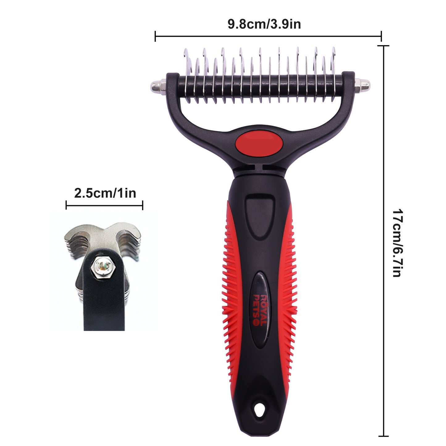 Royal Pets USA Dog Grooming Brush for Shedding 2-in1 Deshedding Tool & Undercoat Rake for Long and Short Hair Dogs with Double Coat - Dematting Comb and Pet Hair Deshedder, Life-Time Guarantee (Large)