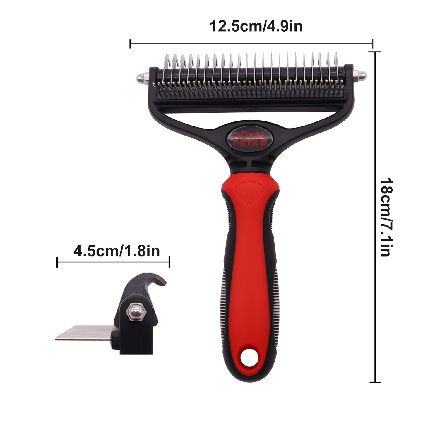 Royal Pets USA Pet Grooming Brush 2-in-1 Dematting & Comb Set Undercoat Rake for Dogs and Cats, New Design, Life-Time Guarantee, Extra Wide Dog & Cats Grooming Brush for Small to Large Breed (Large)