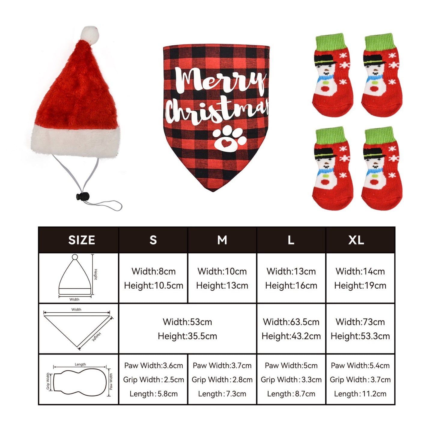 Royal Pets USA Perfect Christmas Costume, Matching Outfit for Dogs and Cats, Including Hats, Bandana, and Sets of Anti-Slip Socks