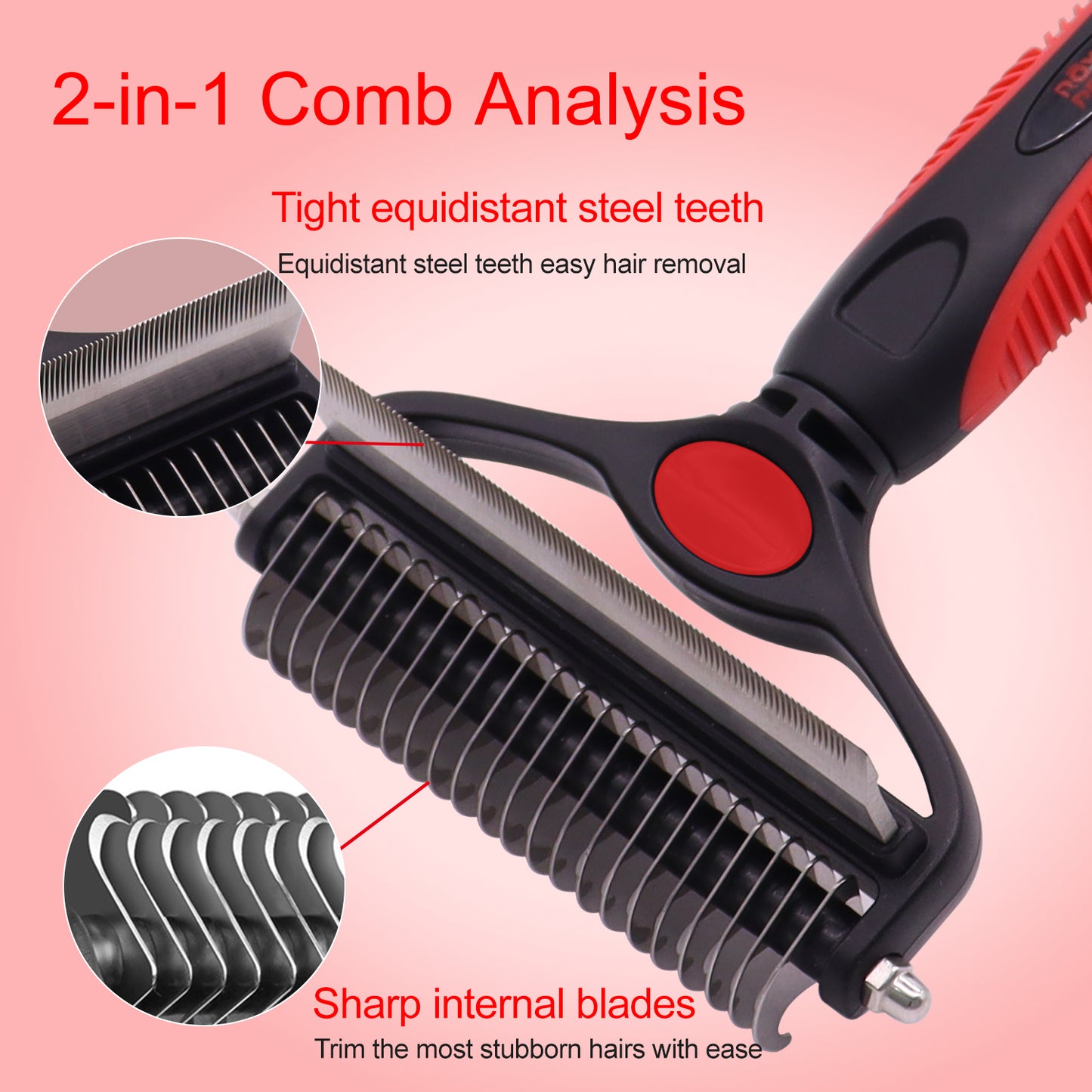 Royal Pets USA Dog Grooming Brush for Shedding 2-in1 Deshedding Tool & Undercoat Rake for Long and Short Hair Dogs with Double Coat - Dematting Comb and Pet Hair Deshedder, Life-Time Guarantee (Large)