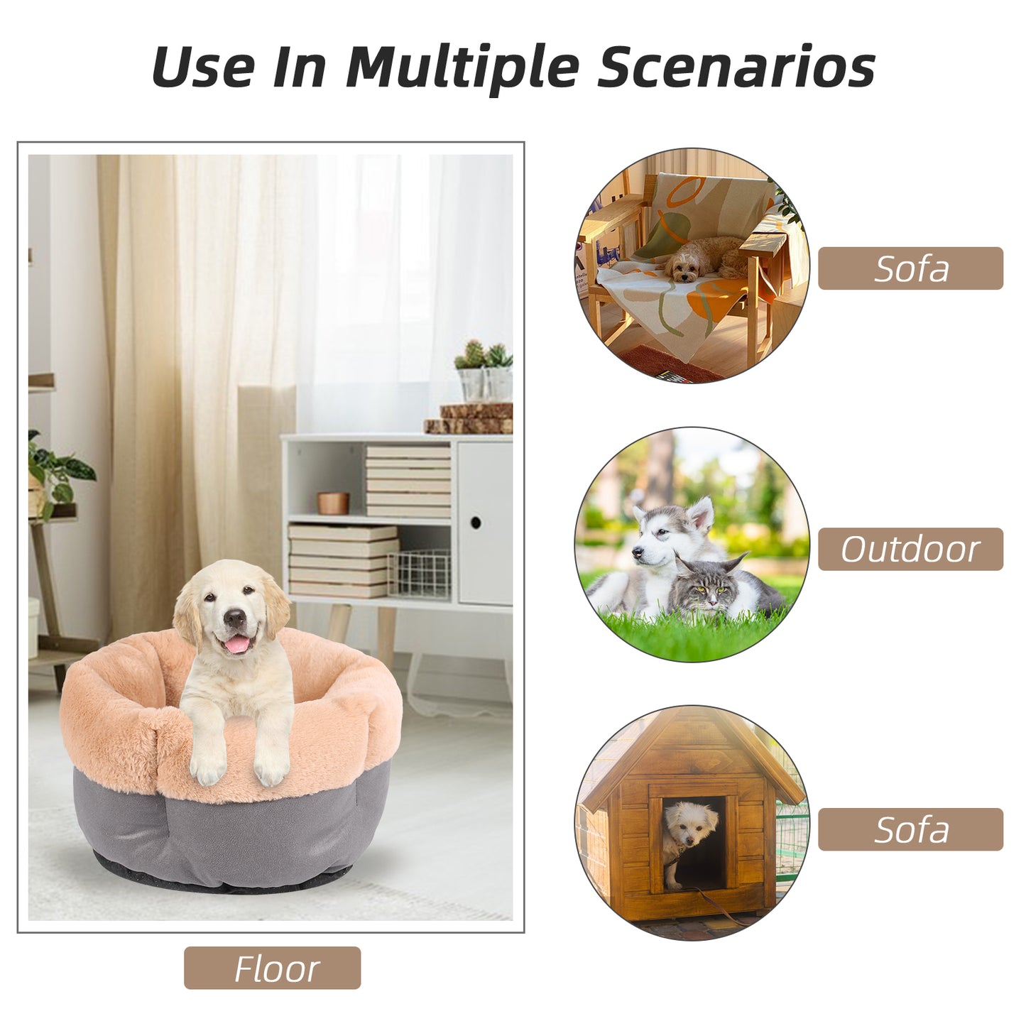 Royal Pets USA Premium and Comfortable Plush Bed for Dogs & Cats with Cushion for Small and Medium Size Dog and Cat with Non-Slip Bottom. (Solid, Large)