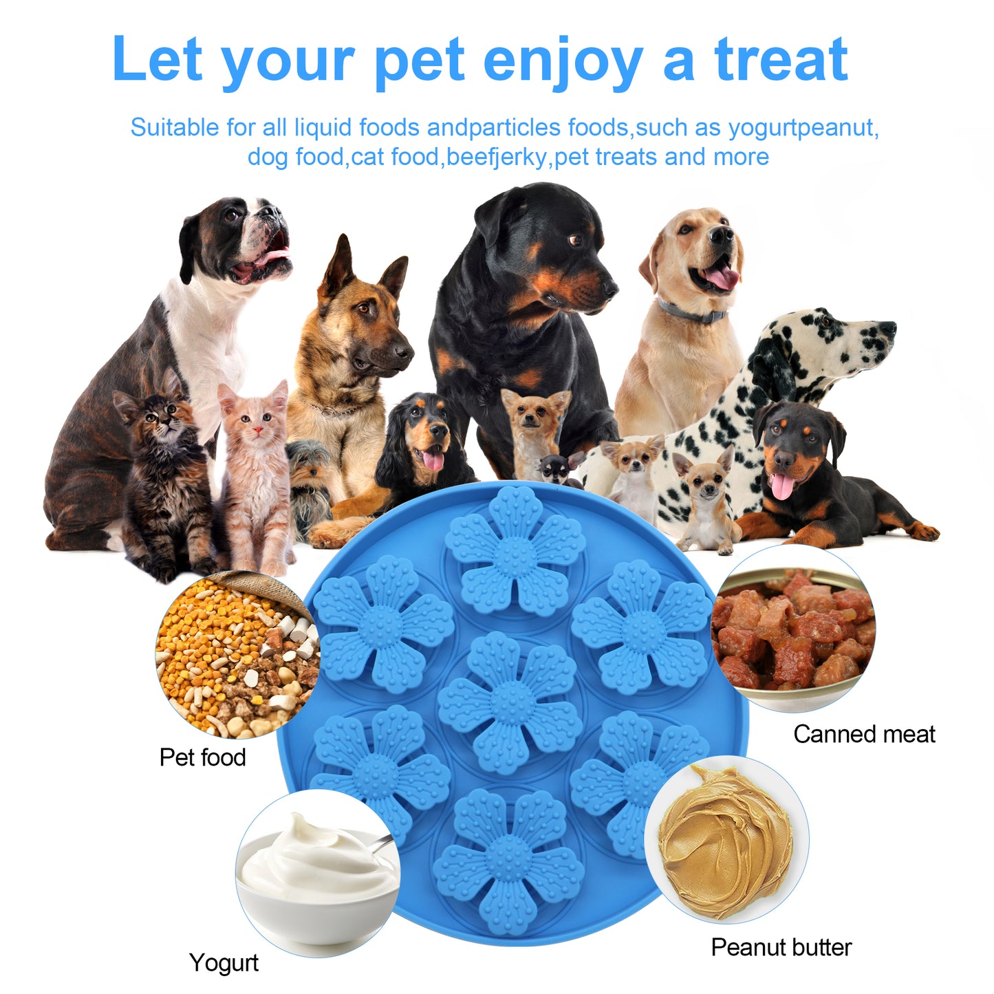 Royal Pets Silicone Pet Slow Feeding Lick Mat Round Blue- Food Grade Safety