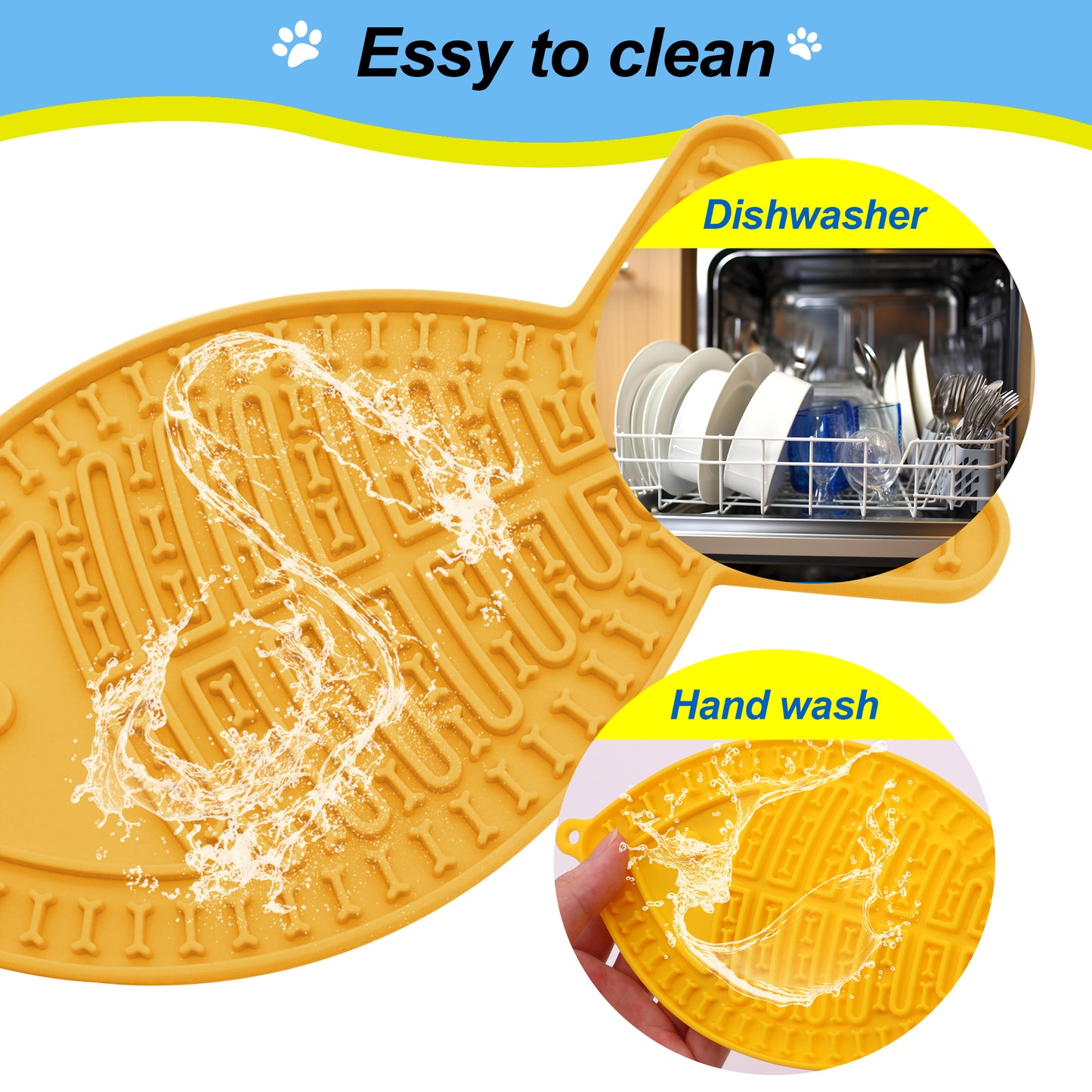 Royal Pets USA Pack Fish Shape Yellow Lick Mat for Dog & Cat Slow Feeder ; Perfect for Food, Treats, Yogurt, or Peanut Butter, Alternative to a Slow Feed Dog Normal Mat.