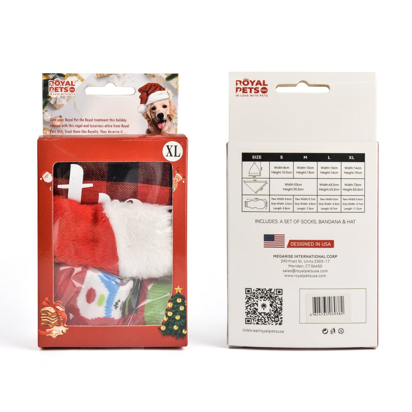 Royal Pets USA Perfect Christmas Costume, Matching Outfit for Dogs and Cats, Including Hats, Bandana, and Sets of Anti-Slip Socks