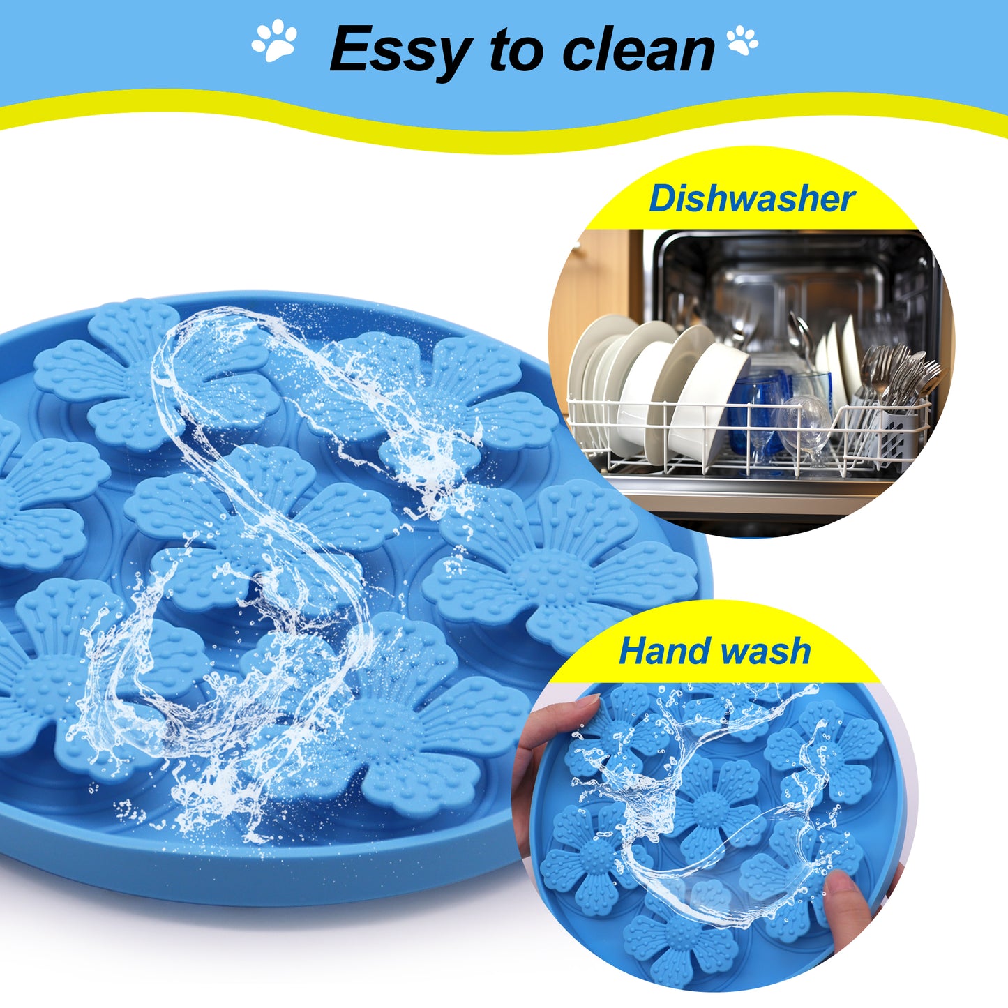Royal Pets Silicone Pet Slow Feeding Lick Mat Round Blue- Food Grade Safety