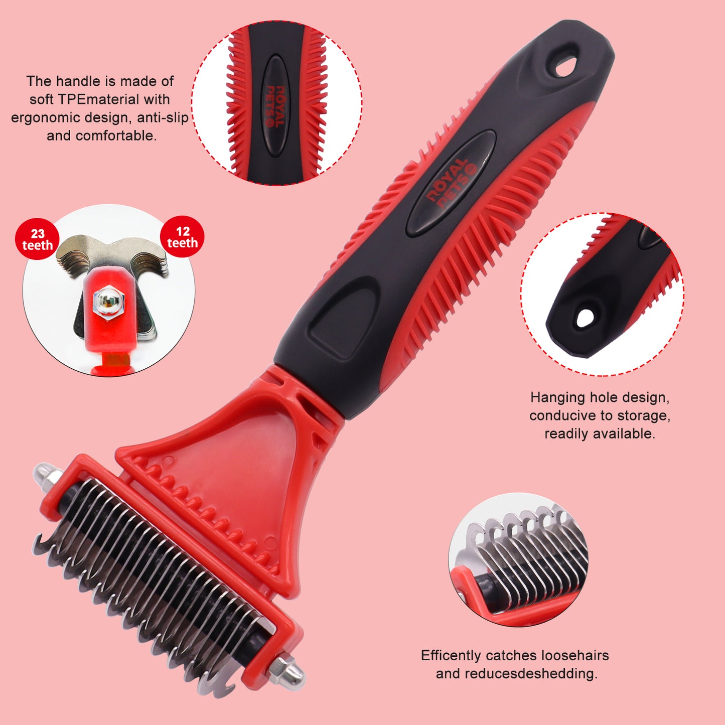 Royal Pets Double Sided Shedding & Dematting Undercoat Rake