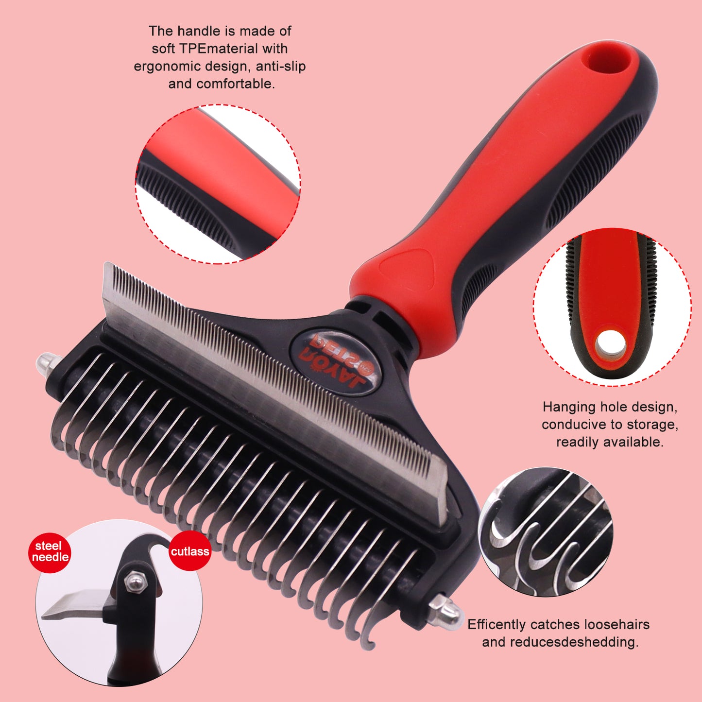 Royal Pets Dual Sided Dematting DeShedding Undercoat Rake Brush