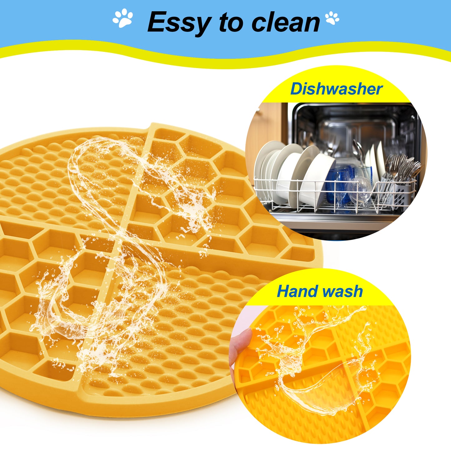 Royal Pets 2-in-1 Silicon Pet Lick Mat with Suction Yellow - Food Grade Safety