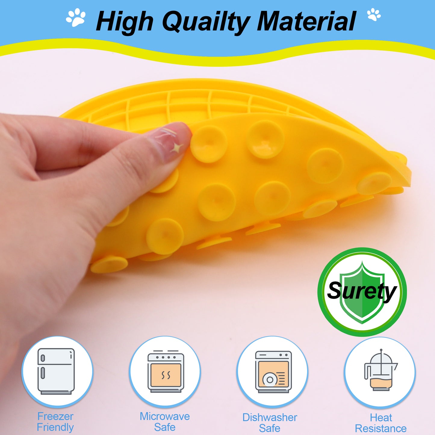 Royal Pets USA Pack Earth Shape Yellow Lick Mat for Dog & Cat Slow Feeder ; Perfect for Food, Treats, Yogurt, or Peanut Butter, Alternative to a Slow Feed Dog Normal Mat.