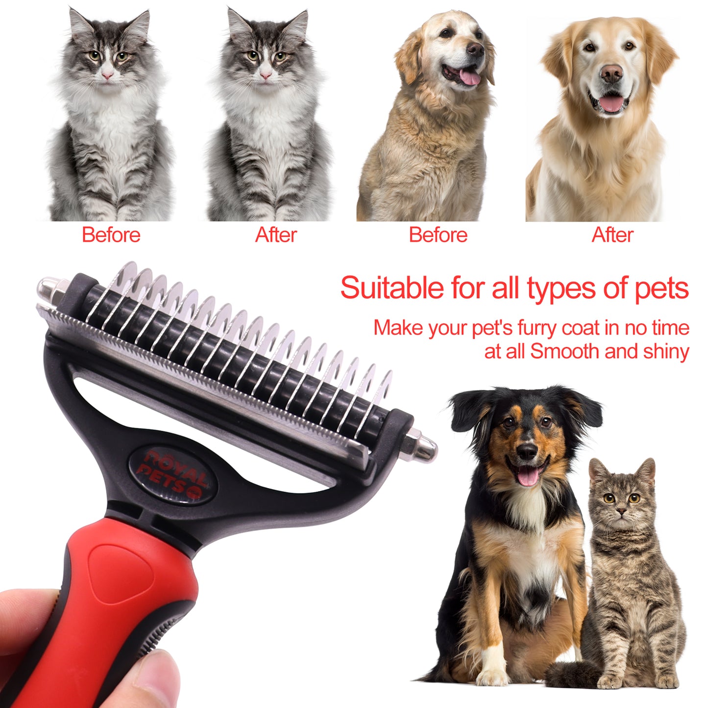 Royal Pets Dual Head Undercoat Brush Rake
