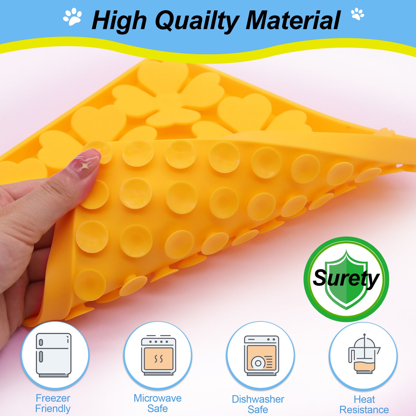 Royal Pets Silicone Pet Square Shaped Slow Feeding Lick Mat Yellow