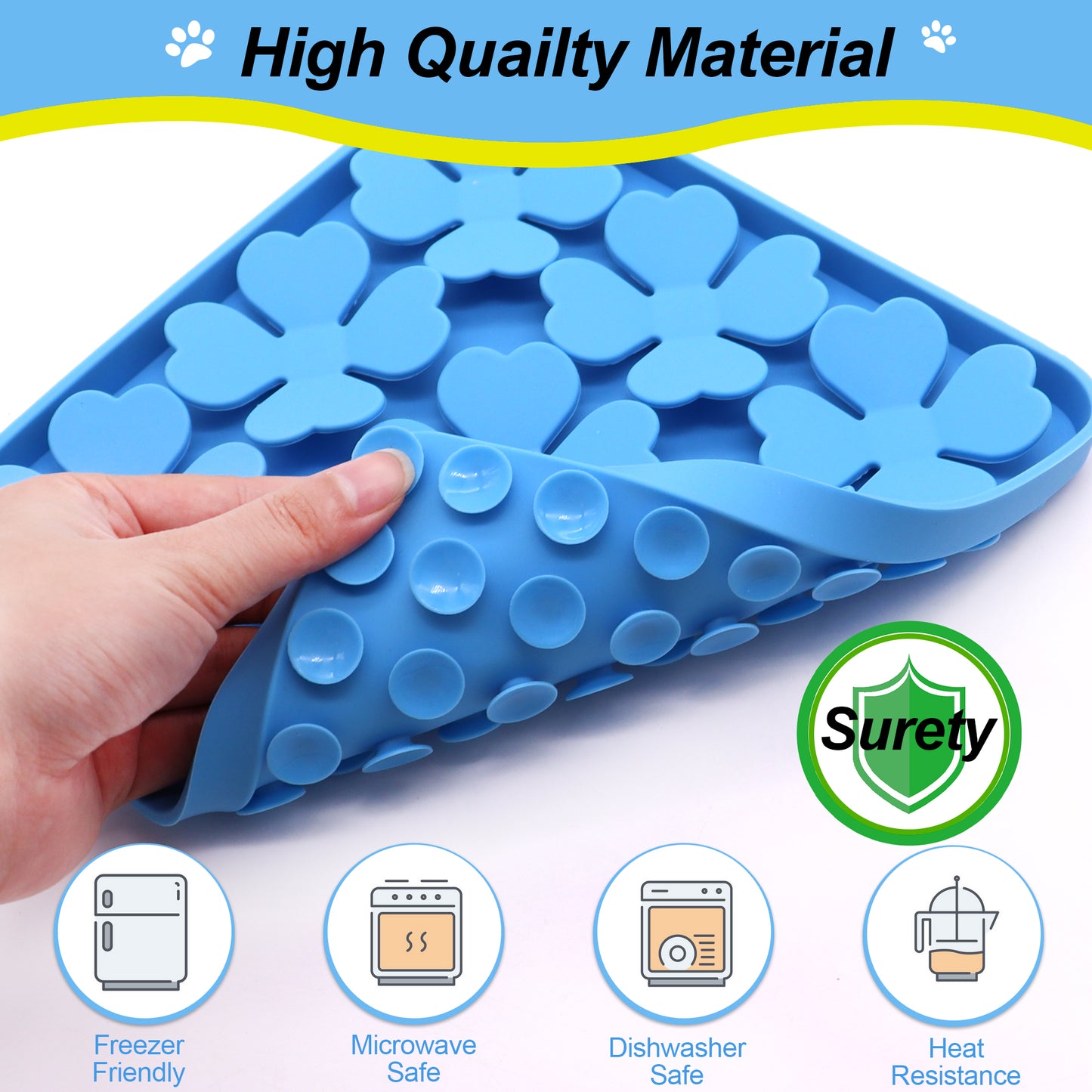 Royal Pets Silicone Pet Square Shaped Slow Feeding Lick Mat, Blue