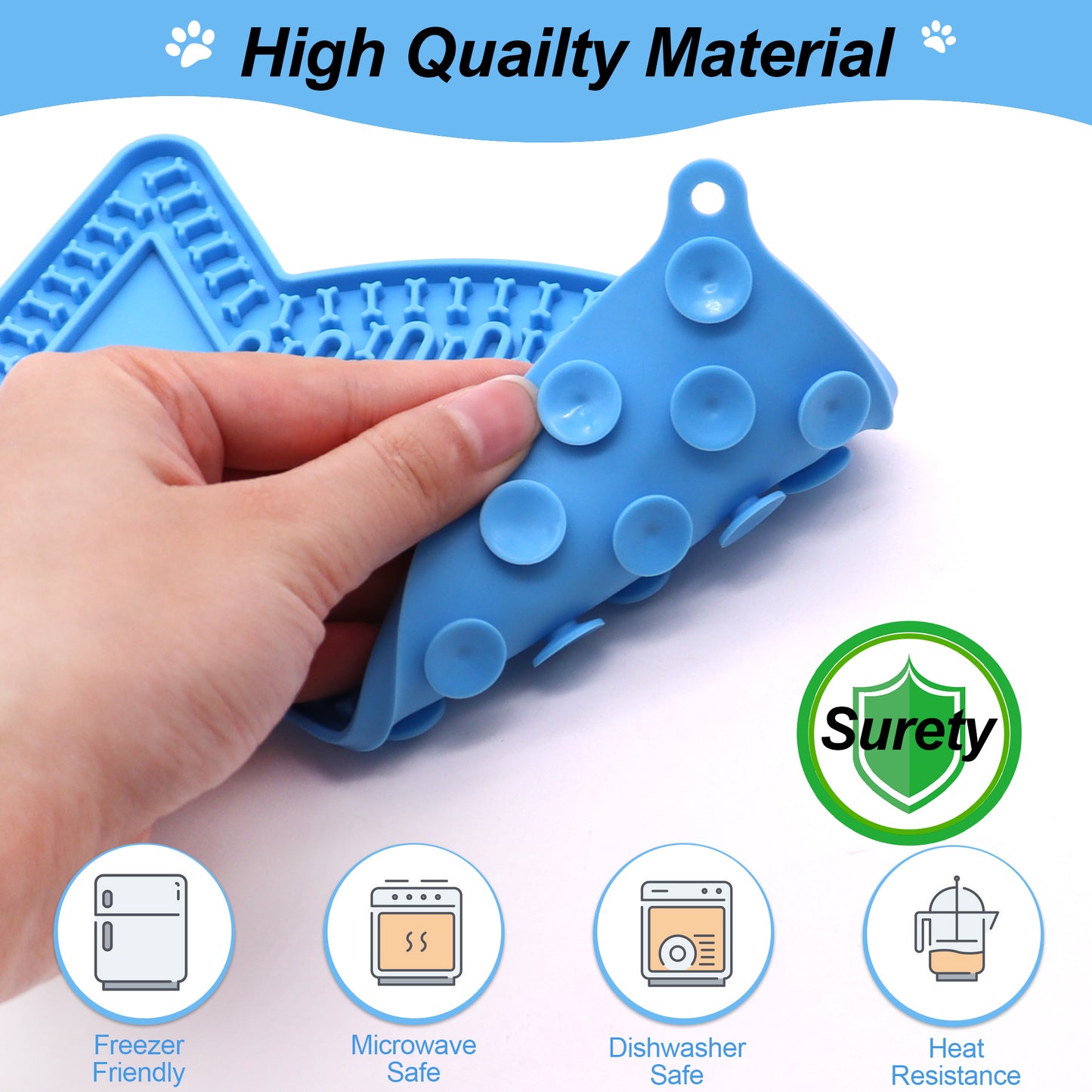 Royal Pets USA Pack Fish Shape Blue Lick Mat for Dog & Cat Slow Feeder ; Perfect for Food, Treats, Yogurt, or Peanut Butter, Alternative to a Slow Feed Dog Normal Mat.