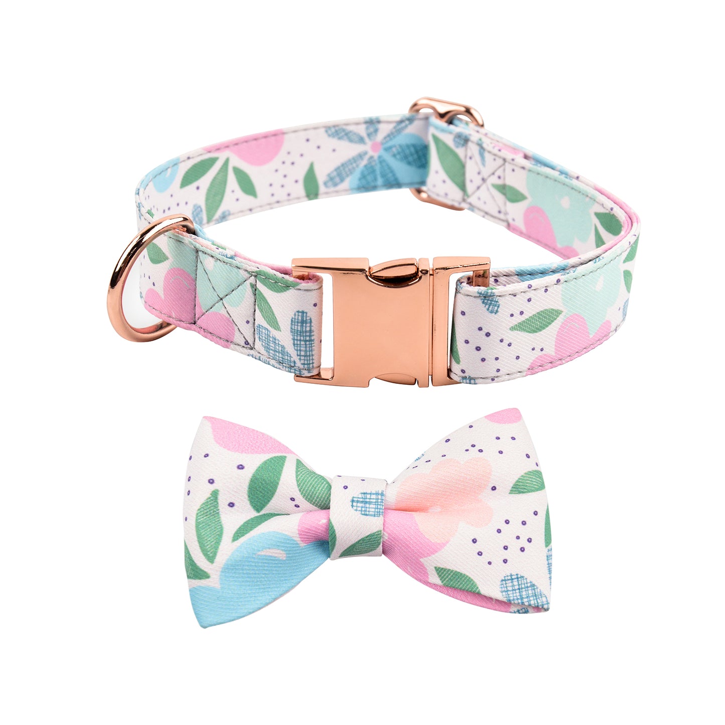 Royal Pets Dog Printed Collar Metal Buckle With Stylish Bow Tie Fashionable - Heavy Duty