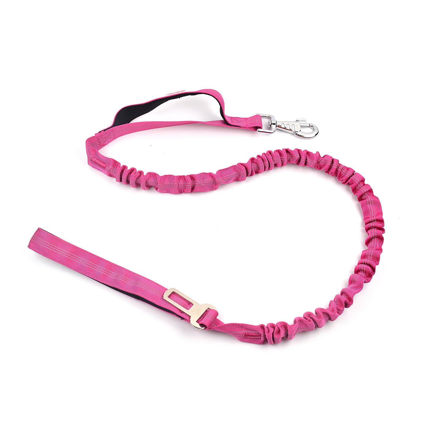 Royal Pets Stretchy Reflective Bungee Rope Leashes With Car Seat Belt Attachment - Double Padded Handle - Extra Strong Shock Absorber
