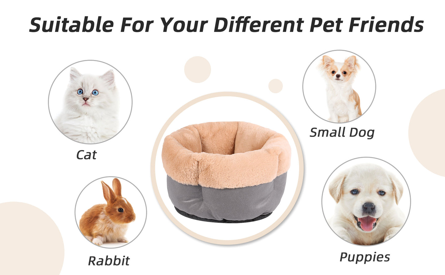 Royal Pets USA Premium and Comfortable Plush Bed for Dogs & Cats with Cushion for Small and Medium Size Dog and Cat with Non-Slip Bottom. (Solid, Large)