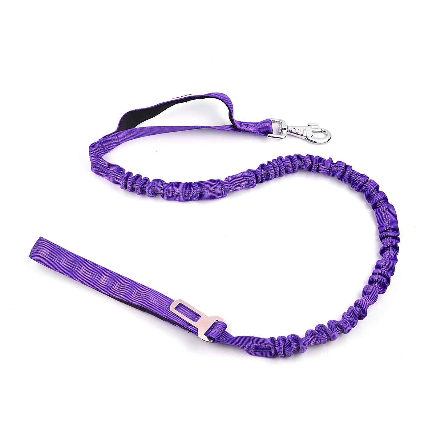 Royal Pets Stretchy Reflective Bungee Rope Leashes With Car Seat Belt Attachment - Double Padded Handle - Extra Strong Shock Absorber