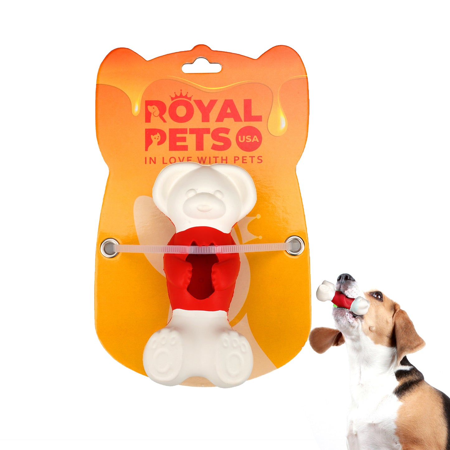 Royal Pets USA Indestructible, Durable & Tough Bear Dog Chew Toy for Aggressive Chewers. Slow Treat Dispensing Interactive Toys for Puppies to Medium, Breed- 100% NATURAL RUBBER -10000 BITES TESTED - UNIQUE DESIGN FOR ORAL CARE