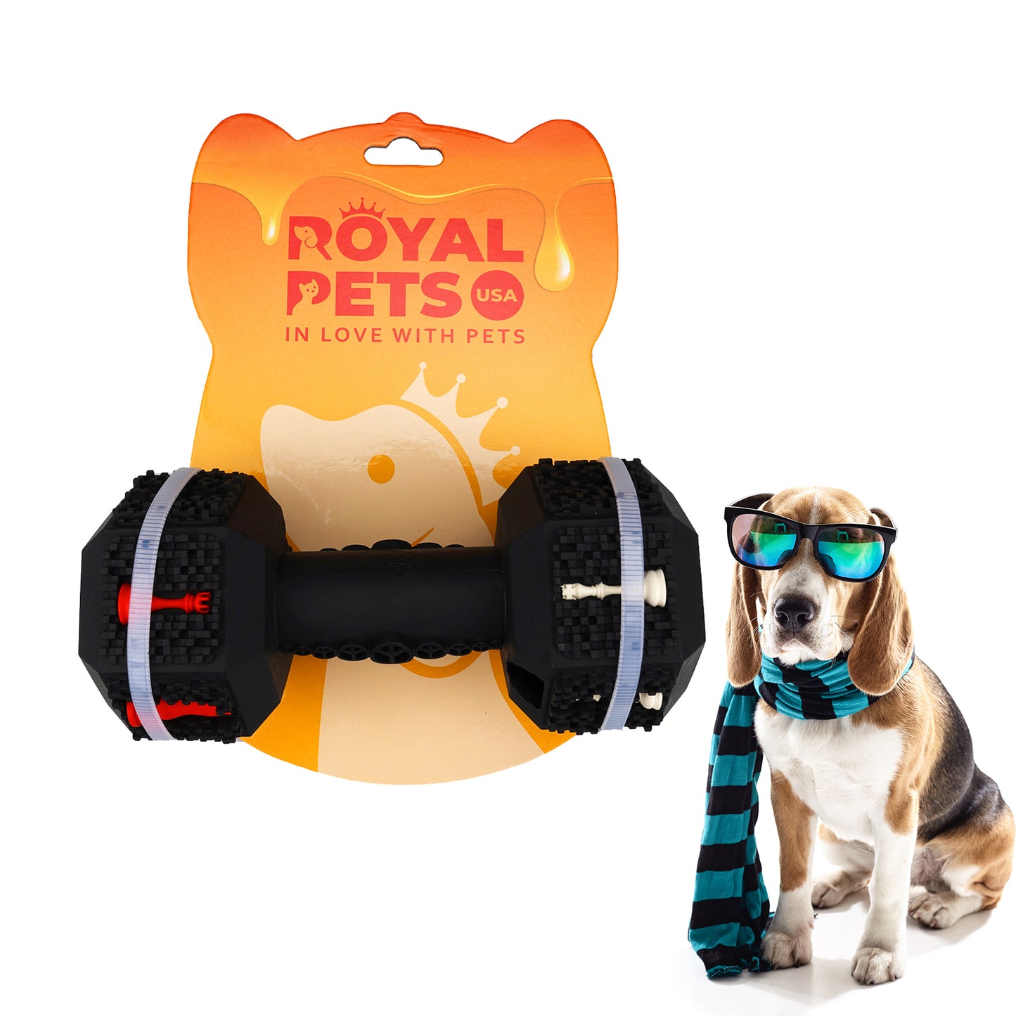 Juguete masticable para perros con mancuernas cuadradas Royal Pets