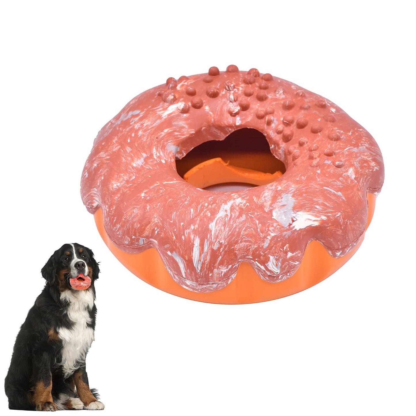Royal Pets USA Indestructible, Durable & Tough Donut Dog Chew Toy for Aggressive Chewers. Slow Treat Dispensing Interactive Toys for S, M & L Breed-100% NATURAL RUBBER -10000 BITES TESTED - UNIQUE DESIGN FOR ORAL CARE