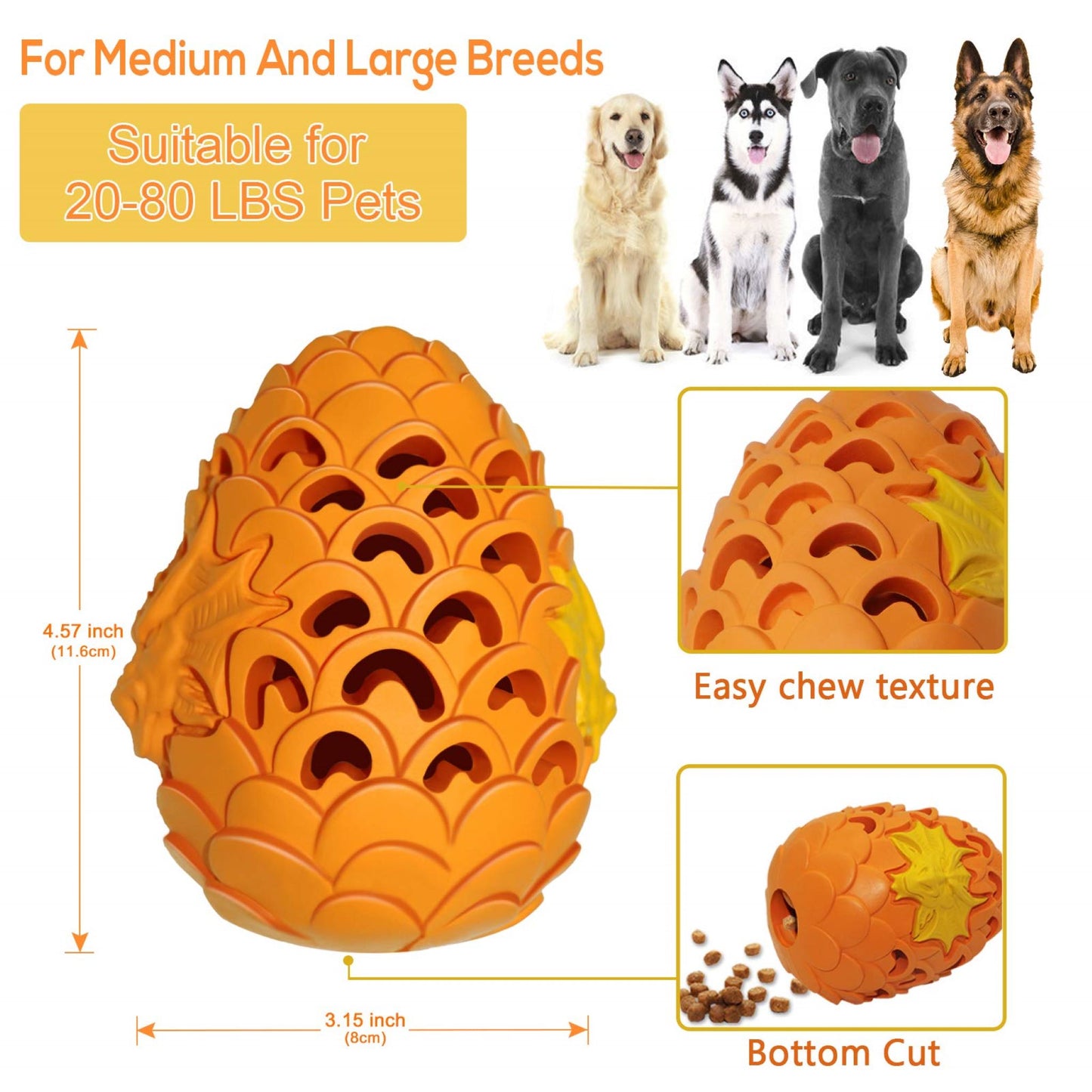 ROYAL PETS USA Indestructible, Durable & Tough Dragon Egg Dog Chew Toy for Aggressive Chewers, Slow Treat Dispensing Interactive Toys for S,M & L Breed - 100% NATURAL RUBBER -10000 BITES TESTED - UNIQUE DESIGN FOR ORAL CARE