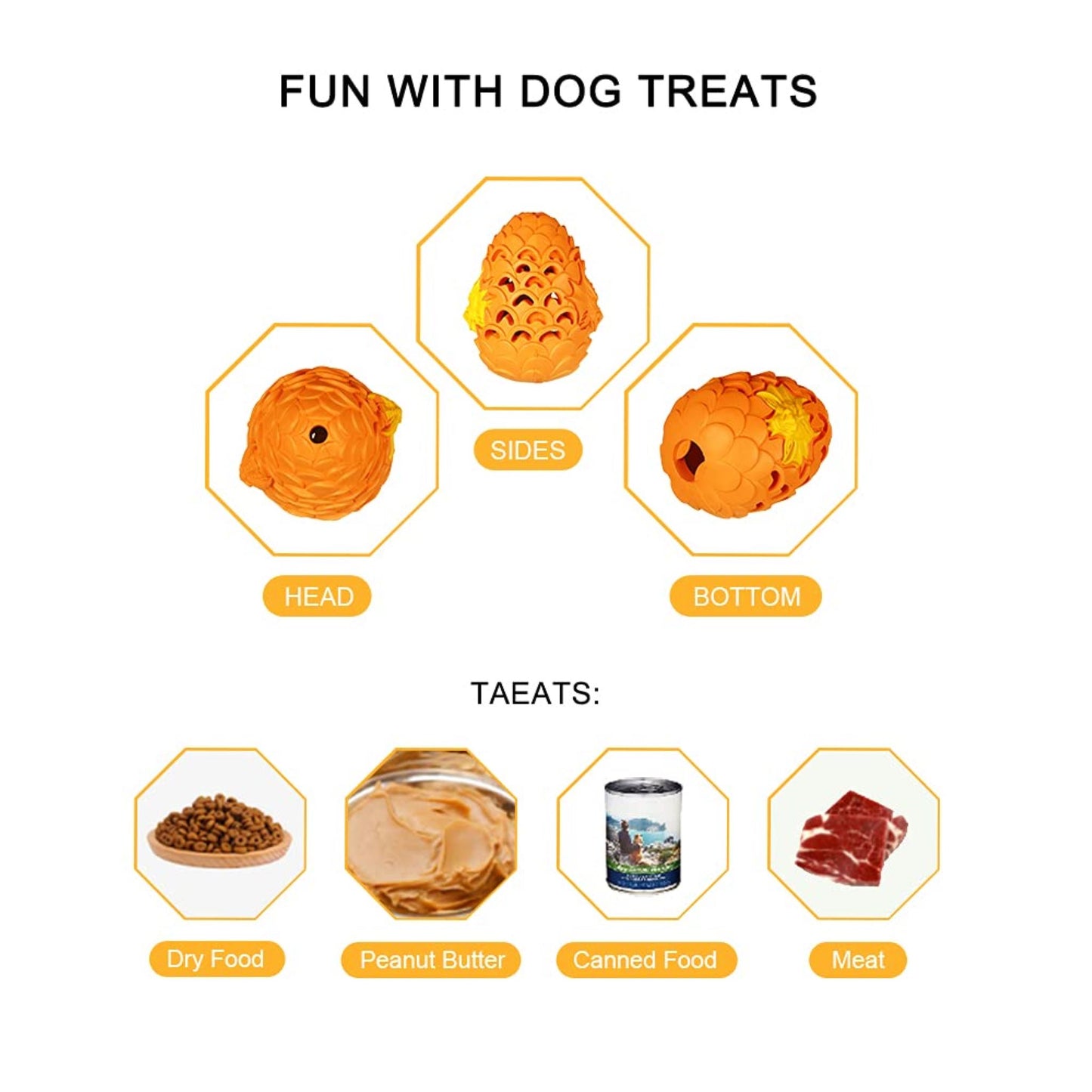 ROYAL PETS USA Indestructible, Durable & Tough Dragon Egg Dog Chew Toy for Aggressive Chewers, Slow Treat Dispensing Interactive Toys for S,M & L Breed - 100% NATURAL RUBBER -10000 BITES TESTED - UNIQUE DESIGN FOR ORAL CARE