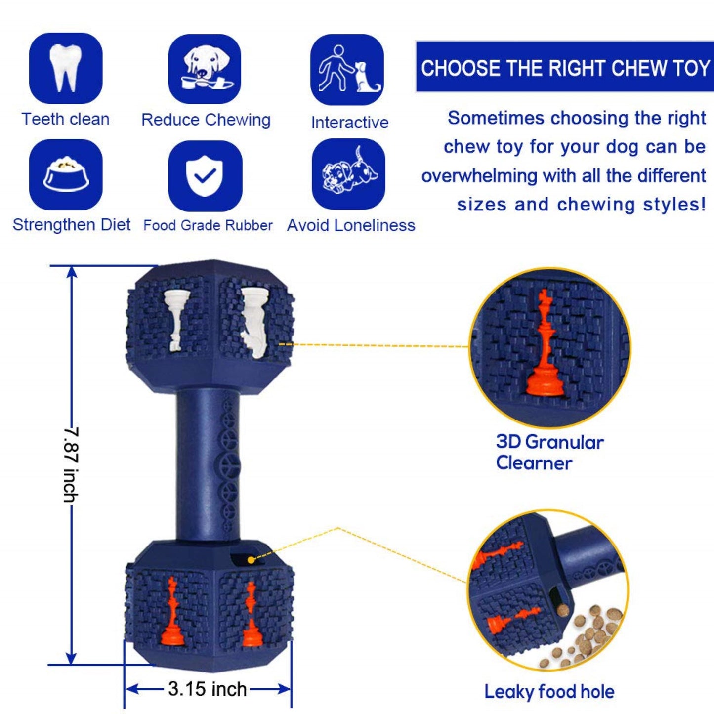 Juguete masticable para perros con mancuernas cuadradas Royal Pets