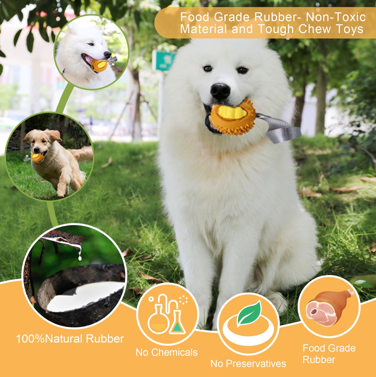 ROYAL PETS USA Indestructible, Durable & Tough Durian Dog Chew Toy for Aggressive Chewers. Slow Treat Dispensing Interactive Toys for S, M & L Breed - 100% NATURAL RUBBER -10000 BITES TESTED - UNIQUE DESIGN FOR ORAL CARE